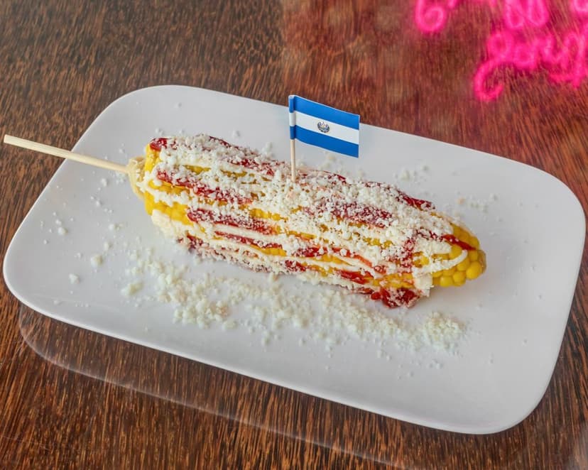 Crazy Corn: Corn with cheese and sauce.